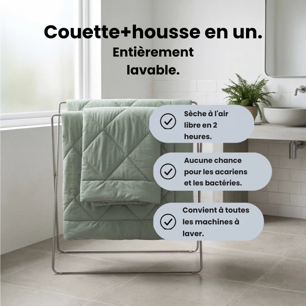 La couette 2-en-1 à séchage rapide qui rend les housses de couette inutiles.